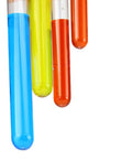 Clear Plastic Test Tubes With Red Caps 100 Pack 13mm By 100mm Mini Tubes With Lids Leak Proof Snap Caps Perfect For Diy Jewelry Beads Powder Spices Liquids Yeast Samples And Lab Experiments. Close-up of blue, yellow, and red clear plastic test tubes