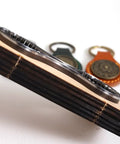 Side view of Teardrop Cutting Mold Set For DIY Leather Crafting Tools showing steel dies on wooden block