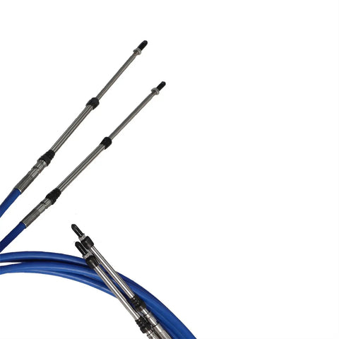 Two Pack 12 Foot Marine Throttle And Shift Control Cables For Outboard Engine Control Box 3300 33C Compatible Blue