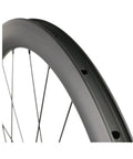 Close-up of 50mm Carbon Wheelset For 700c Road Bikes With Disc Brakes Tubeless Ready Clinchers Built From Toray T700 Carbon Fiber rim