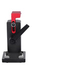 Badass Durability Aluminum T Slot Track Stop For Workbenches Slick Glide Flip Fence And Dead Nuts Precise Woodworking Chute Limiter No Sweat Assembly Slide Gate Connector For Pros Black side view with black and red handle