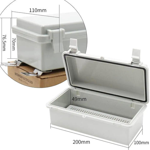 Small Electrical Junction Box with Cover Waterproof Outdoor Hinged Plastic Clip 7.9-Inch By 3.9-Inch By 2.8-Inch open