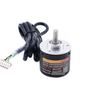 Absolute Rotary Encoder With Single Turn And Multiturn Power Off Memory For Precise Angle Position 0 To 10 Volt Output 1200 Turns 15 Bit Resolution Built For Pro Grade Motion Control And Automation, showing metal casing and wires