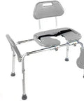 Heavy Duty Sliding Shower Chair With HydroGlyde Comfort Padded Transfer Bench With Cutout Seat Adjustable Legs Safety Belt ToolLess Assembly Ideal For Tub Or Shower Non Slip Grips Gray