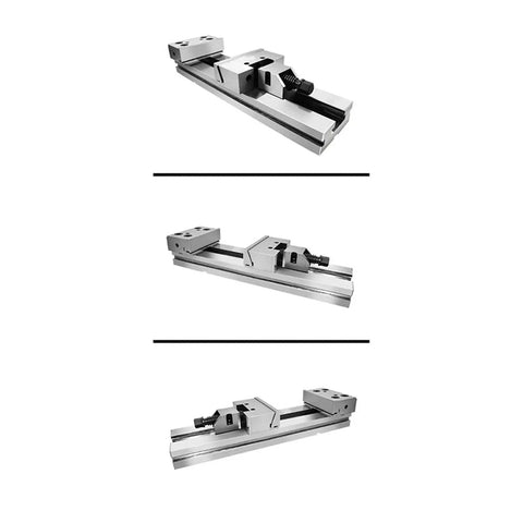 5 Inch Heavy Duty Manual Flat Vise With Tight Lockdown Grip And Crisp 0.005 Mm Dead On Precision For Cnc Grinding Milling Workstations side view.