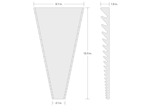 Diagram of 19 Tool Wrench Organizer Rack For 1/4 To 1-1/4 Inch Wrenches, Red Finish, with Quick Access Slots and measurements visible.