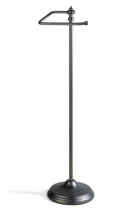 Free Standing Toilet Paper Roll Holder With Reserve Storage, Portable Floor Stand For Bathrooms, Black Nickel Finish