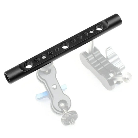 2 Pack 15mm Cheese Rod With M12 Threads And 1/4 3/8 Screw Holes, Aluminum Camera Rail Support For DSLR Rigs And Matte Boxes, showing side view with mounting holes.