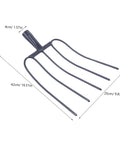 Handheld Manure Fork for Lawn Care and Farm Work Heavy Duty Iron Grass Fork with Five Point Design, shown with dimensions.