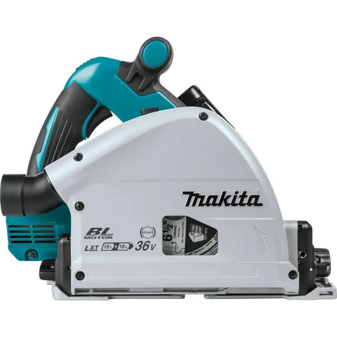 Dual 18V LXT Cordless Plunge Circular Saw Kit with Six and One Half Inch Blade, Brushless Motor, 6300 RPM visible side view