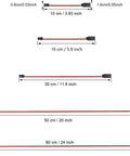 Set Of 30 Pcs 3 Pin Servo Extension Cables, Male To Female Leads, RC Hobby, lengths 10cm to 60cm, shown with measurements