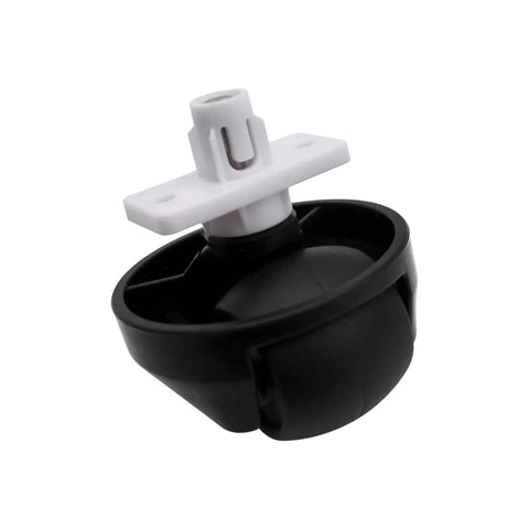 Front caster wheel assembly with white mounting stem and black wheel for Roborock vacuum robots