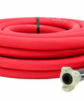 Jackhammer Air Hose Assembly With Three Quarter Inch Universal Chicago Couplings, Fifty Foot Length, Red Coiled View