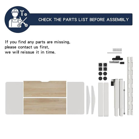 Sturdy Electric Standing Desk 55 Inch Height Adjustable Home Office Gaming Computer Table parts list for assembly.