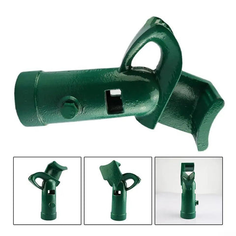 Fabuletta Manual Pipe Bender For 3/4 To 1 Inch EMT Steel Conduit And Metal Pipe, angled view of handheld green steel tool.