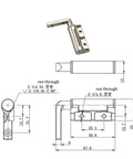 L-shaped zinc alloy damping hinge with screw mounting; adjustable torque, load-bearing, 1 piece.