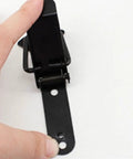 Spring Loaded Toggle Latch Cabinet Catch Set With Screws Black Medium Size being held showing closure mechanism