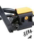 Heavy Duty Sealless Steel Strapping Tool Manual 3In1 Tensioner Crimper Cutter close-up showing handle and mechanism details.