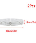 Side view of a clear 6 inch Lazy Susan Turntable with durable ball bearing rotation, shown with dimensions and labeled as a 2-pack.