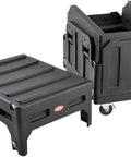 Mighty Gig Rig With 14U Top Rack And 6U Front Rack Built In Pedestal And Optional Rear Rack Rails For Deep Mixers, shown open.