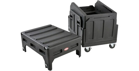 Mighty Gig Rig With 14U Top Rack And 6U Front Rack Built In Pedestal And Optional Rear Rack Rails For Deep Mixers, shown open.