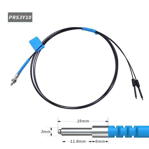 Diffuse Reflection Fiber Optic Sensor Probe with 2mm fiber, M3 Amplifier Unit, TPV housing, and 1m cable length for automation use.
