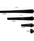 Different sizes of SR WP 9 20 series collet bodies from Pro-Grade TIG Welding Torch Spare Parts Kit With Wedge Collet Bodies Quartz Nozzles And Clear Glass Cups For SR WP 9 20 Series Includes One Sixteenth Inch, Three Thirty-Second Inch, One Eighth Inch Sizes Heat Shield 18-Piece Set displayed horizontally