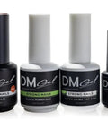 Nail Recovery System With Hema And TPO Free Formula Four Step Kit featuring primer, rubber base, builder gel, and top coat bottles.