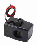 Pro Grade 100 Amp Split Core Current Transformer With Five Meter Cable, slim black body with red and black wires.
