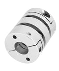 GL aluminum alloy shaft coupling, close-up view, two-piece, silver, 39x50-16x16