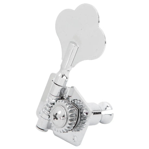 Silver Steel Bass Tuner Knobs For Electric Bass Vintage Open Design Bronze Gear Core Chrome Plated Fine Tuning Tool With Round Cover Fits Right Row And Left Row Basses, showing detailed side view of tuner knob and gear.