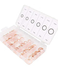 110 Piece Copper Washer Set With Mixed Sizes For Brake Lines Oil Lines And Small Engine Repair Durable High Conductivity Seals For A Tight Fit And Heat Resistance Your Go To Grounding Task Kit, assorted copper washers in labeled case