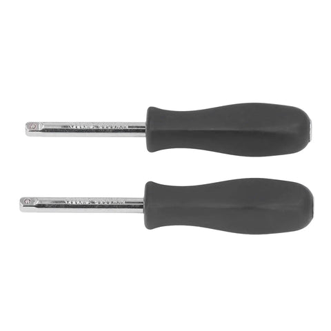 Two Piece 1/4 Inch Drive Socket Spinner Set With Comfortable Grip Handle For Auto Repair And Maintenance And Quick Replacement Tools Kit In Durable Steel Black And Silver, showing rubber grip handles and steel shafts.