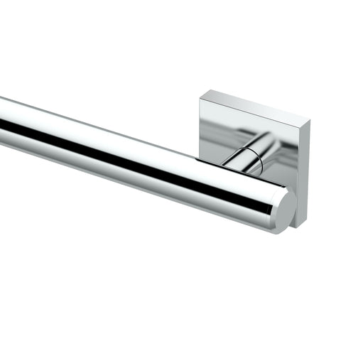Elevate 24 Inch Chrome ADA Compliant Stainless Steel Safety Grab Bar for Bathroom, close-up angle showing mounting bracket