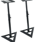 Heavy Duty Studio Monitor Speaker Stands With 60 Lb Capacity Beveled Base Sturdy Steel Construction Pneumatic Height Adjustment