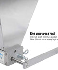 Close-up of 2 Roller Stainless Steel Malt Crusher For Homebrew Grain Milling With Large Hopper Heavy Duty Malt Mill handle
