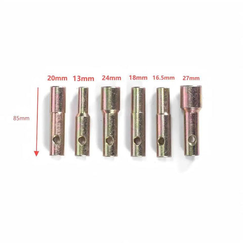 Front Headlift Stand for Motorcycle With Triple Tree Pins size chart showing pin sizes 13mm, 16.5mm, 18mm, 20mm, 24mm, 27mm