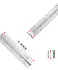 Rock Solid Six Inch Stainless Steel Piano Hinges Heavy Duty Silver Gate Door Pivot Hardware With Full Screw Kit For Cabinets Garages And Sheds Quick Install Sure Fire Durability, showing dimensions and design.