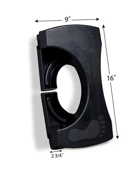 Folding Potty Stool 7.5 Inch Height Black Portable Squatting Toilet Step For Natural Posture And Pain Free Bowel Movements folded view