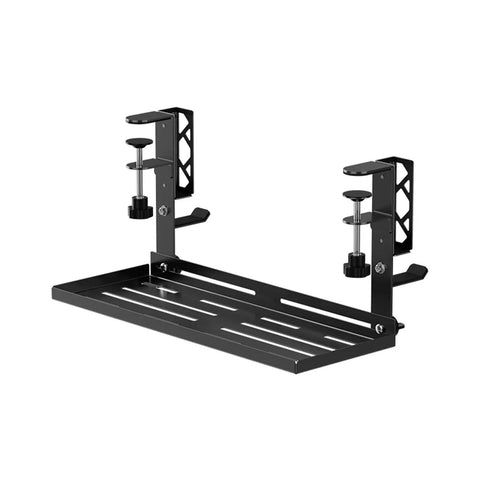 Chill Out The Cord Mess With This Heavy Duty Under Desk Cable Organizer with clamp mounts in black metal design.