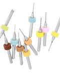 Colorful Pro Grade Tungsten Carbide Micro Drill Bits Set for PCB Circuit Boards, 10 Pack, showcasing variety and design.