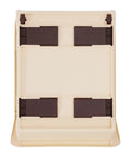 4 Pack Stacking Storage Baskets Featuring Open Front Design Effortless Grab and Go Beige Home Organization Essentials No Cap Your Pantry Will Thank You For This Clean Sweep Setup 11X13.8X8.7 base view showing beige stacking storage basket with brown clips.