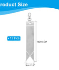 12 Pack Reflective Safety Pendants for Backpacks, Bags, Keychains and Gear, Silver Reflectors for Night Running; size shown 15x3 cm