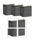 Heavy Duty Nonwoven Storage Bins Three Pack With Sturdy Handles Hella Spacious Fit For King Size Quilts Winter Layers.