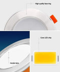 WKNHHL Recessed Lighting Housing Trim Kits Round Led Downlight Recessed for Ceiling Household Decor Embedded Integrated Spotlight Restaurant Aisle Led Ceiling Panel Light,W,Whit showing high-quality face ring and core LED chip.