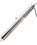 Built Like A Tank 1/2 Hp 110 Volt Stainless Steel Deep Well Submersible Water Pump with 26 inch length and 1/2 inch diameter.