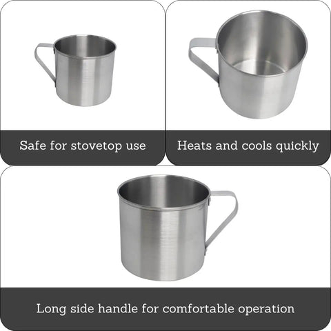 Aluminum Camping Mug With Side Handle Stove Top Safe 0.7 Quart Cup In Silver showing stovetop use and comfort handle features.