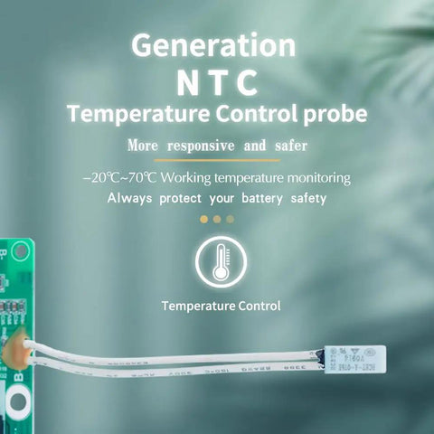 Ridiculously Tough 13S 48V 30A Lithium Ion Bms Protection Board NTC sensor for temperature monitoring and battery safety.