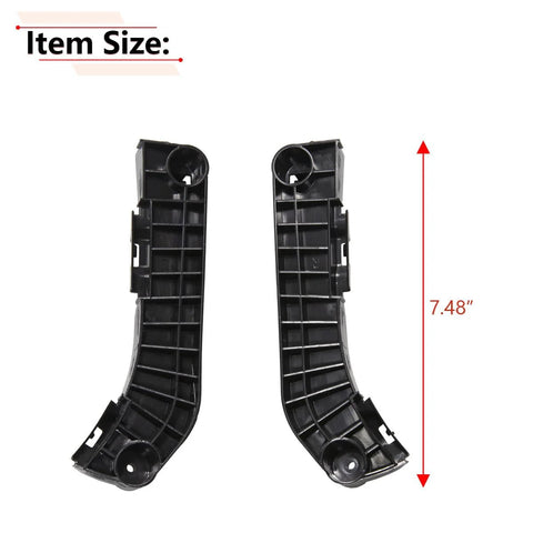 Pair of black plastic front bumper brackets for Toyota Camry (2007–2011), driver and passenger sides.