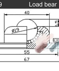 Technical drawing of Tough As Nails Universal Caster Wheels with 80kg load capacity and precise dimensions for installation.